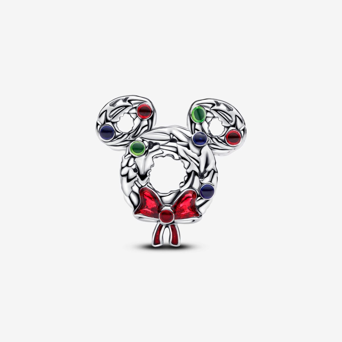 Disney Mickey Mouse Christmas Wreath Charm Hallmarked S925 Sterling Silver