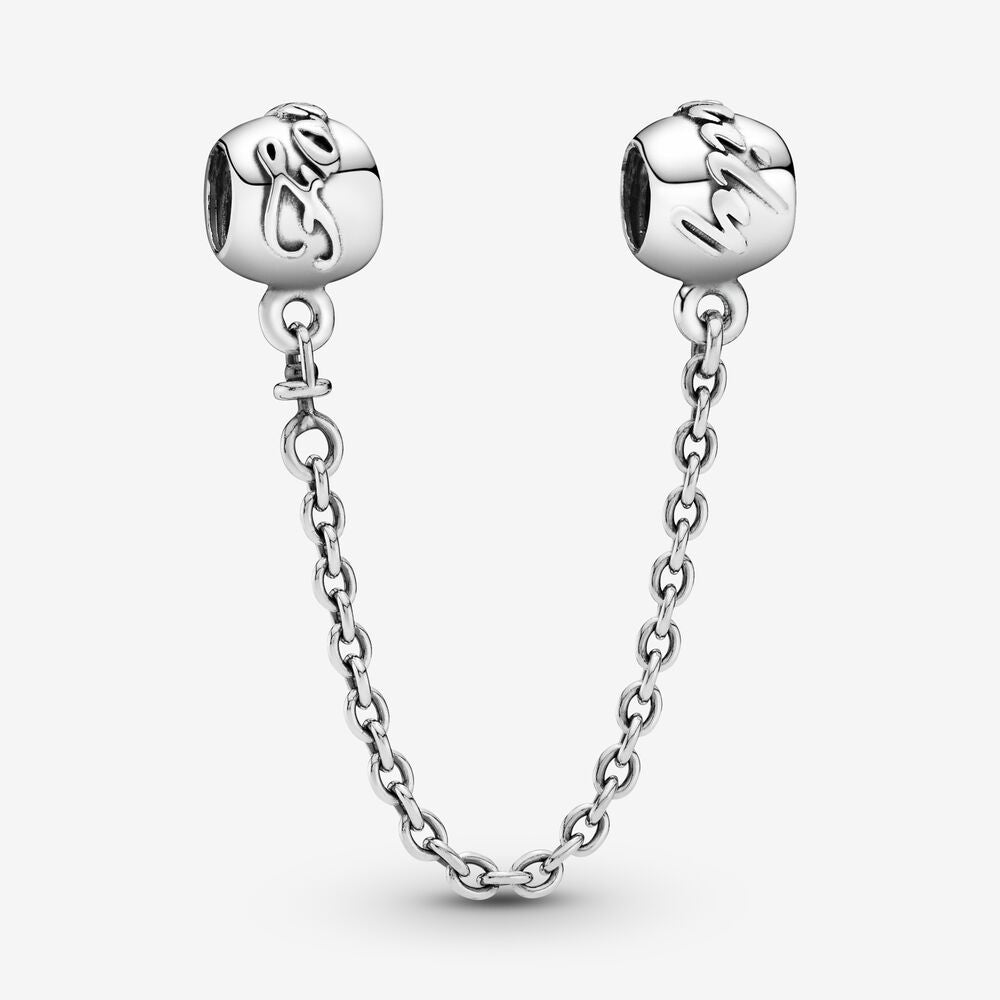 Family Forever Safety Chain Charm Hallmarked S925 Sterling Silver