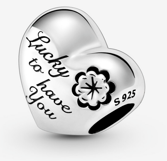 Lucky To Have You Mom Heart Charm Hallmarked S925 Sterling Silver