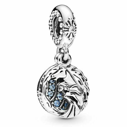 Disney Frozen Elsa & Nokk Dangle Charm Hallmarked S925 Sterling Silver