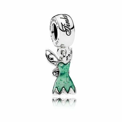 Disney Princess Tinkerbell Dress Dangle Charm Hallmarked S925 Sterling Silver