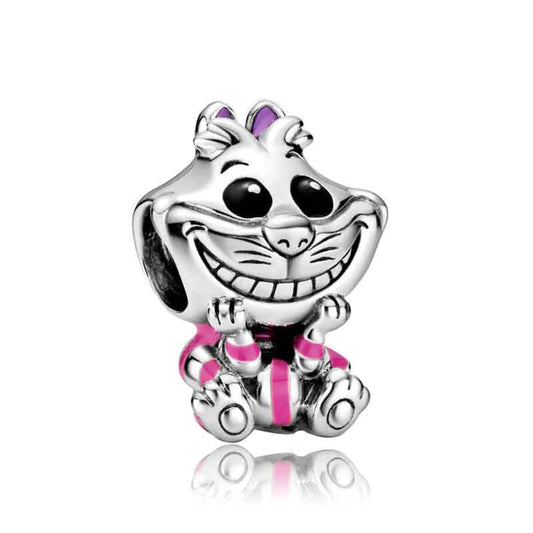 Disney Cheshire Cat Charm Hallmarked S925 Hallmarked Compatible Sterling Silver Charm