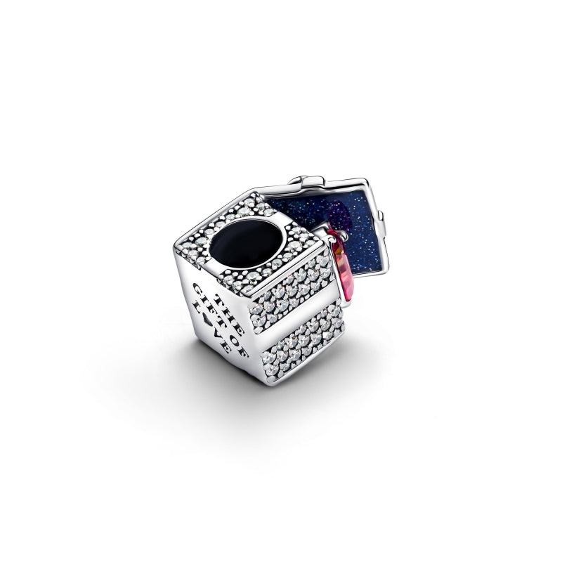 Sparkling Red Heart Gift Box Charm Hallmarked S925 Sterling Silver