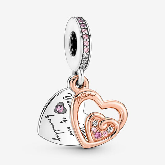 Entwined Infinite Hearts Double Dangle S925 Sterling Silver Charm